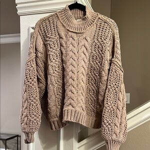 POL chenille, cable knit sweater, medium